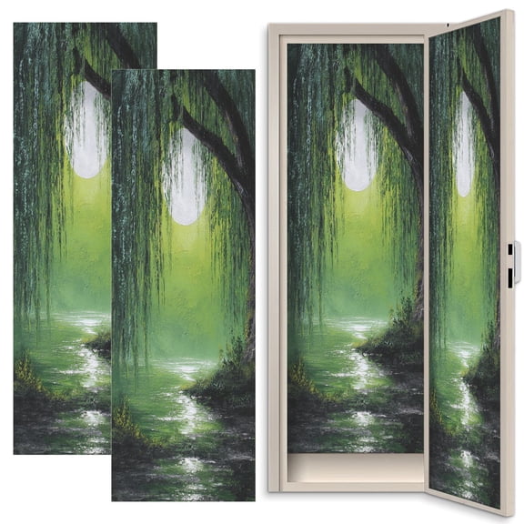 Gothic 2 Pcs School Locker Magnetic Wallpaper 12" x 36" Dark Academia Moody Moon Night Sky Tree Cottagecore Reusable Removable Locker Accessories Back to School Supplies