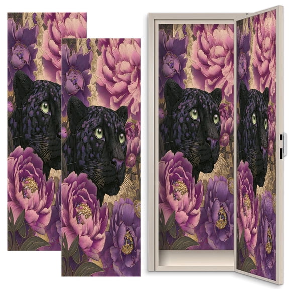 Gothic 2 Pcs School Locker Magnetic Wallpaper 12" x 36" Emerald Eyes Purple Peonies Floral Luxurious Vintage Reusable Removable Locker Accessories Back to School Supplies