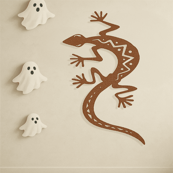 Art Deco Gothic 3D Lizard Wall Sculptures