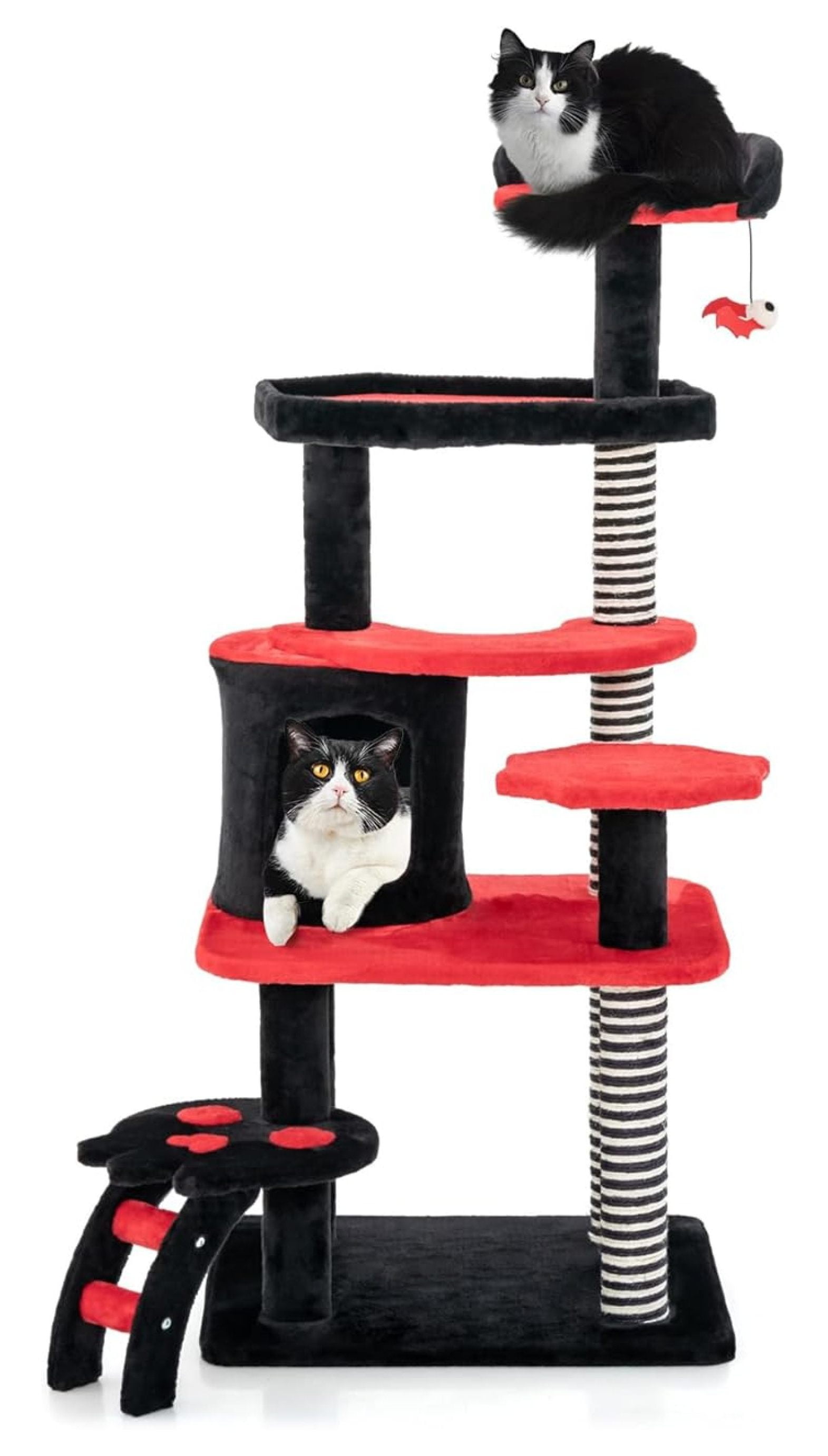 Gothic - 52 Inch Tower with Sisal Scratching Post, Coffin Bed, Cat Condo, Ladder Bat-Shaped Ball, 6-Tier Goth for Indoor Cats