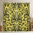 thumbnail image 1 of Gothic 52"Wx63"L 30%-50% Blackout Curtains Gold Black Damask Floral Window Curtains Goth Exotic Boho Flower Curtains Drapes Adults Vintage Victorian Baroque Bohemian Curtains 2 Panels, 1 of 5