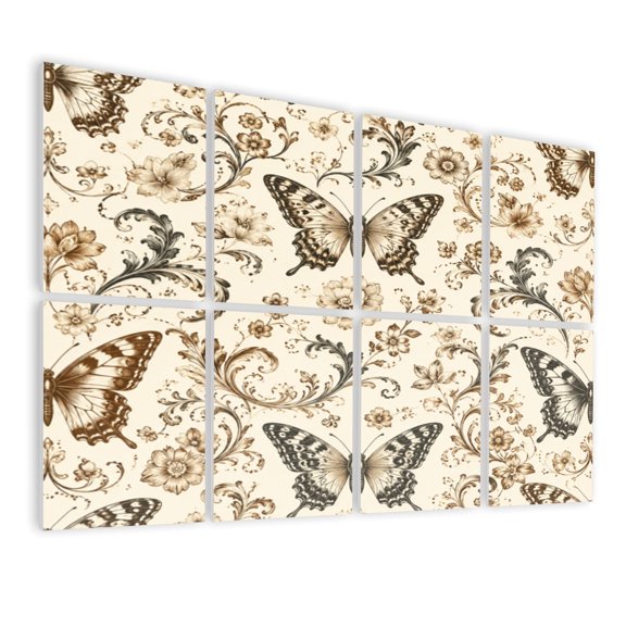 Gothic 8 Pack Art Acoustic Panels Sound Absorbing Butterfly Ornate Vintage Frame Gothic Art Nouveau Decorative Soundproof Wall Panels Self Adhesive for Nursery Game Room Bedroom 48"x32"