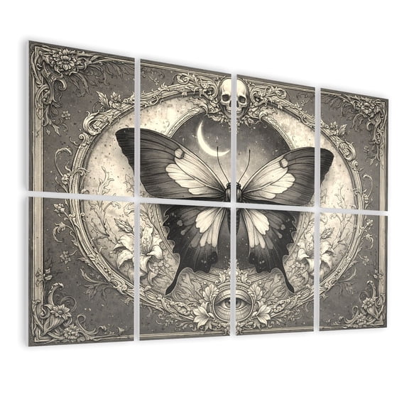 Gothic 8 Pack ArtAcoustic Panels Sound Absorbing Butterfly Ornate Vintage Frame Gothic Art Nouveau Decorative Soundproof Wall Panels Self Adhesive for Nursery Game Room Bedroom 48"x32"