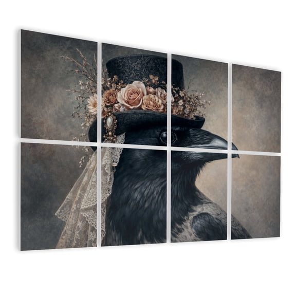 Gothic 8 Pack ArtAcoustic Panels Sound Absorbing Crow Floral Hat Vintage Style Decorative Soundproof Wall Panels Self Adhesive for Nursery Game Room Bedroom 48"x32"