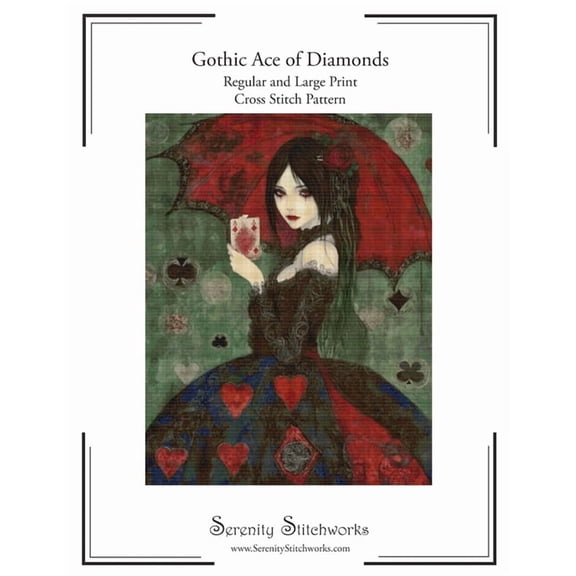 Gothic Ace of Diamonds Cross Stitch Pattern: Regular and Large Print Cross Stitch Pattern, (Paperback)