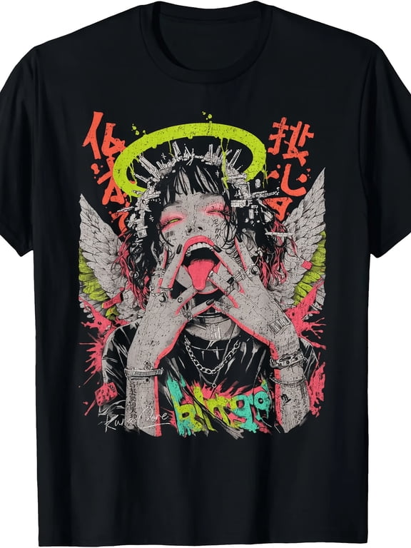 Gothic Aesthetic Anime Girl Graphic Vintage Grunge Y2k Cotton Men's Women's T-Shirt