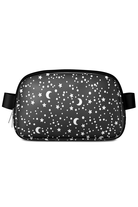 Gothic Aesthetic Fanny Pack – Ethereal Celestial Print Waist Bag with Steampunk Eyes, Cosmic Stars, Lunar Elements and Sky Art
