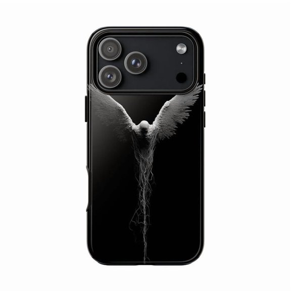 Gothic Angel White Winged Entity Shell with iPhone 17 to 11 Pro Max H01442