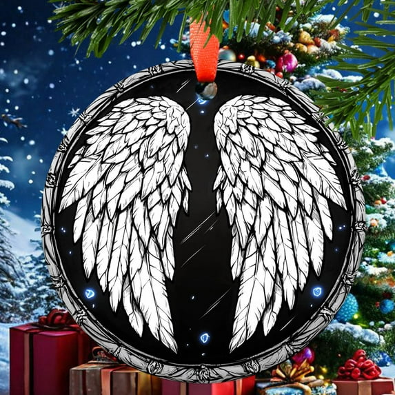 Gothic Angel Wings 1 Christmas Ornament, Ceramic/Acrylic Ornament, Seasonal Festival Keepsake, Valentine Ornament Gift, Special Keepsake for Mother, Heirloom 2025