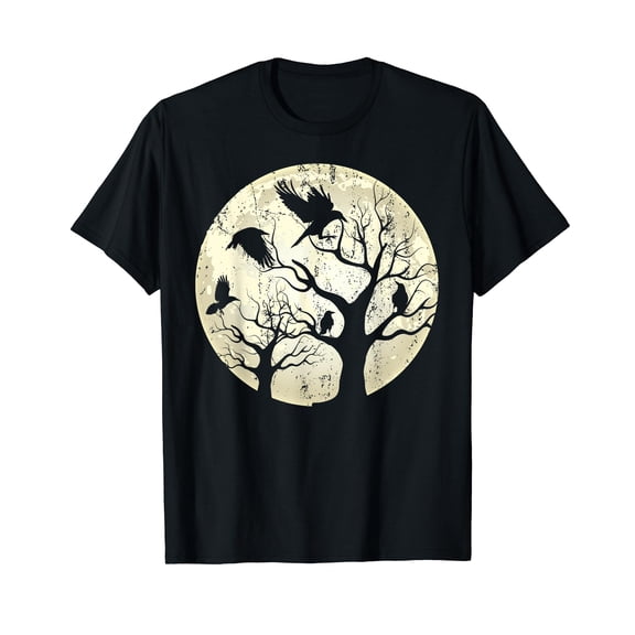 Gothic Animal Forest Bird Raven Creepy Night Moonlight Crow T-Shirt