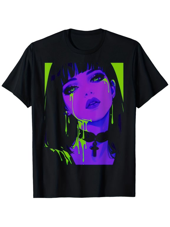 Gothic Anime Girl Graphic Vintage Grunge Y2k Cotton Men's Women's Unisex T-Shirt