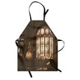 thumbnail image 1 of Gothic Apron Room for Study in the Medieval Library with Cat Sleeping on the Window Antique Mansion, Unisex Kitchen Bib Apron with Adjustable Neck for Cooking Baking Gardening, Taupe, by Ambesonne, 1 of 3