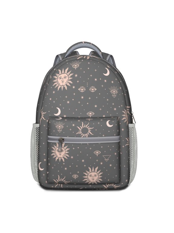 Gothic Astrology School Backpack – Celestial Moon & Stars with Witchy Spiritual and Cosmic Night Print for