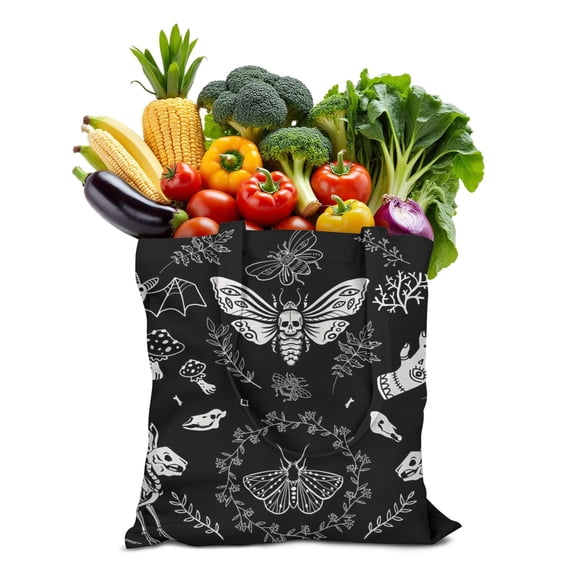 Gothic Astronomical Print Reusable Fabric Tote - Large Capacity Eco-Friendly Shopping Bag for Daily Use