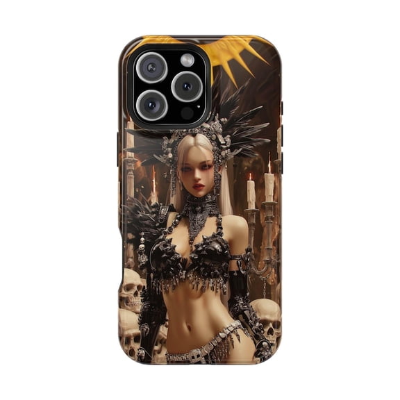 Gothic Aztec Girl Obsidian Armor Warrior Phone Case for 11 12 13 14 15 16 17 Pro Max