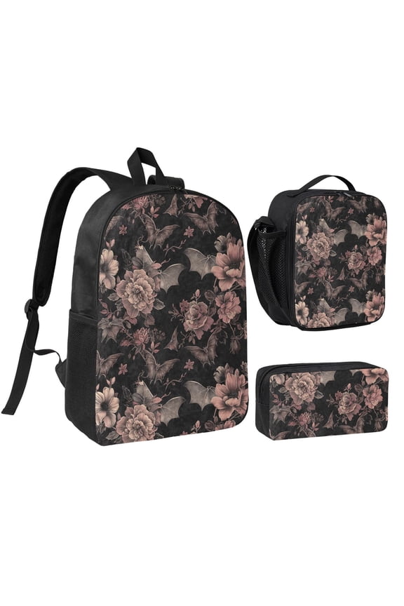Gothic Backpack Set 3pc ，Backpack with Lunch Bag and Bag 17 Inch