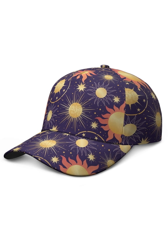 Gothic Baseball Cap – Celestial Star Moon Print Dad Hat for Men Women, Adjustable Dark Aesthetic Trucker Hat for Summer, Ethereal Gift for Gothic Lovers