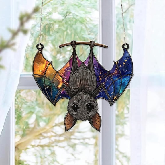 Gothic Bat Acrylic Suncatcher, 2D Flat Window Hanging Decor, Halloween Home Decor