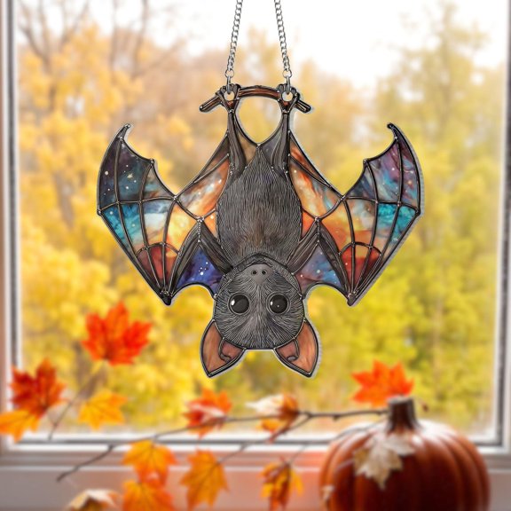 Gothic Bat Acrylic Suncatcher, Spooky Bat Window Hanging, Halloween and Fall Decor, Bat Lover Gift