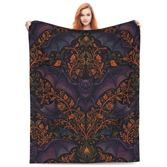 Gothic Bat Blanket, Super Soft Warm Flannel Animal Throw Blanket, Cozy Fuzzy Blanket, Home Decor Halloween Gift 50x40