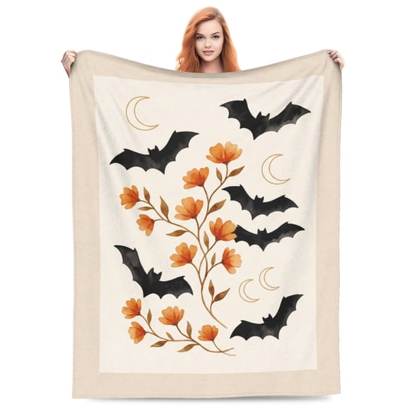 Gothic Bat Blanket, Super Soft Warm Flannel Animal Throw Blanket, Cozy Fuzzy Blanket, Home Decor Halloween Gift 50x40