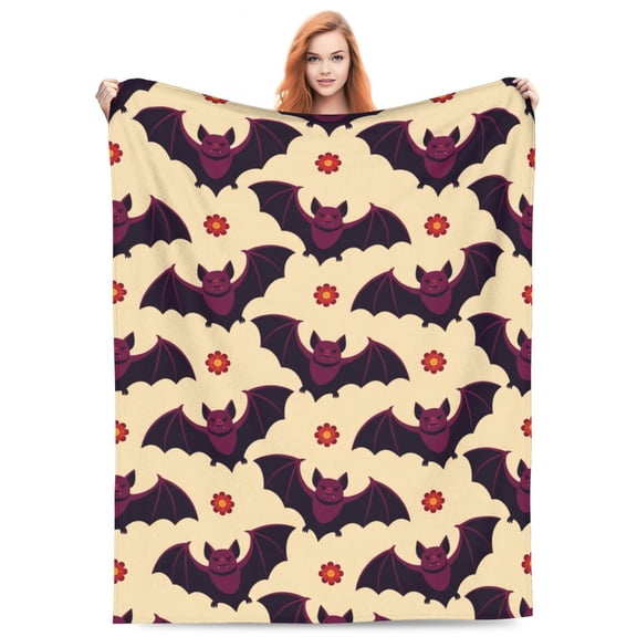 Gothic Bat Blanket, Super Soft Warm Flannel Animal Throw Blanket, Cozy Fuzzy Blanket, Home Decor Halloween Gift 50x40