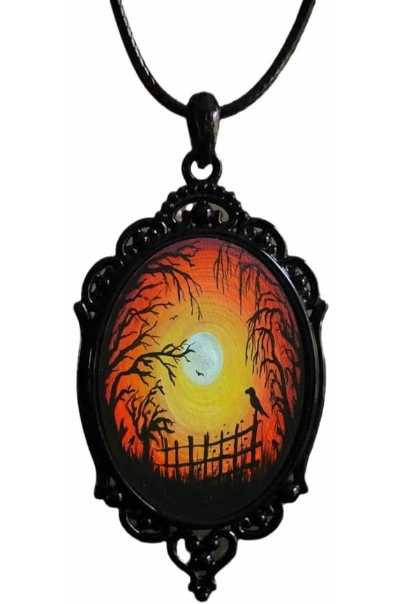 Gothic Bat Glass Pendant Necklace for Women Vintage Gothic Rope Chain Witch Bat Choker Dark Punk Style Necklace Victoria Emboss Necklaces Mystic Witch Jewelry Accessories