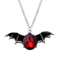 Gothic Bat Necklace for Women - Vampire Bat Pendant with Red Crystals, Halloween Jewelry & Witch Accessory