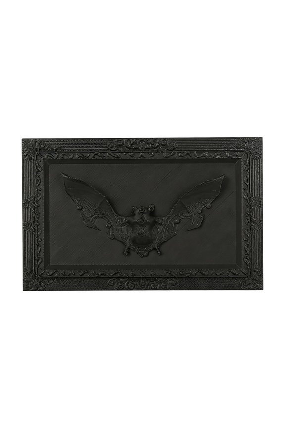 Gothic Bat Relief Decorative Picture Frame For Halloween Wall Decor Black Plastic 7.08x3.93 Inch 1 Pack