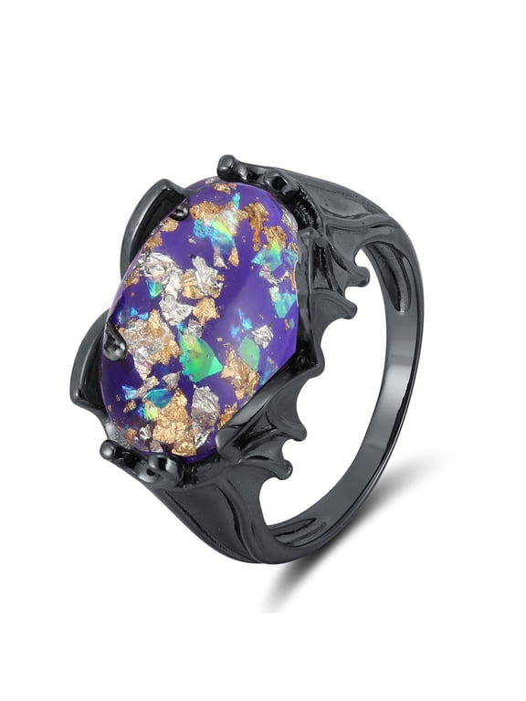 Purple Dragon Eye Ring for Women Sterling Silver Bat Wing Gothic Statement Ring Size 6 by Ginger Lyne