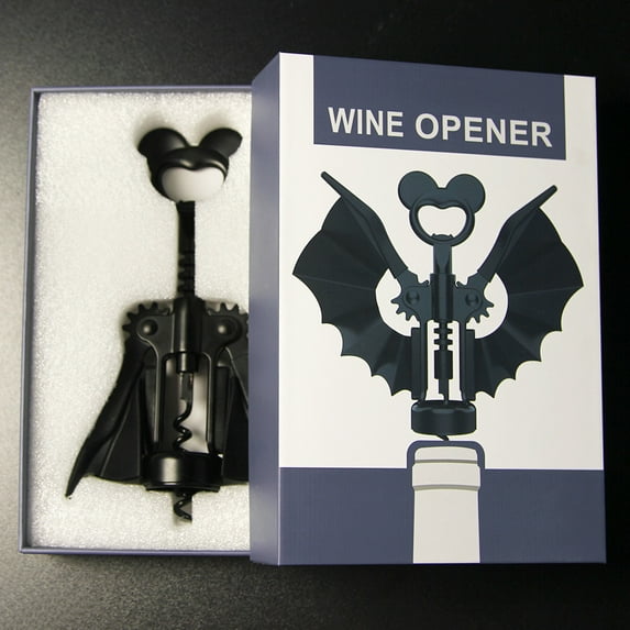 Gothic Bat Wing Corkscrew and Bottle Opener, Novelty Vampire Wine & Beer Opener, Unique Zinc Alloy Bar Tool for Halloween & Themed Parties