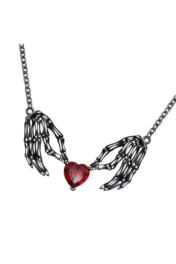 Gothic Bat Wing Heart Pendant Necklace Dark Fantasy Jewelry Women Gift