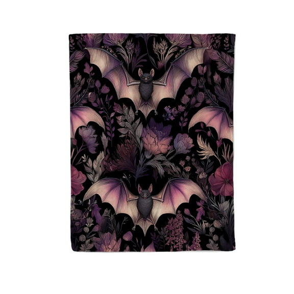 Gothic Bats and Blossoms Flannel Throw Blanket - Ultra Soft & Cozy All-Season Couch Blanket, Bedspread, Travel Wrap - Gift-Ready Luxury for Home, Office & Outdoor