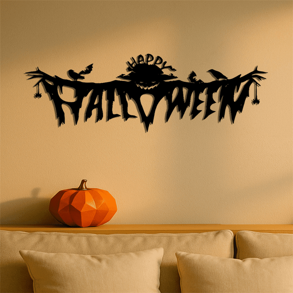 Iron Gothic Halloween Wall Art Macabre Decor for Living Room Bedroom Haunted House Gift