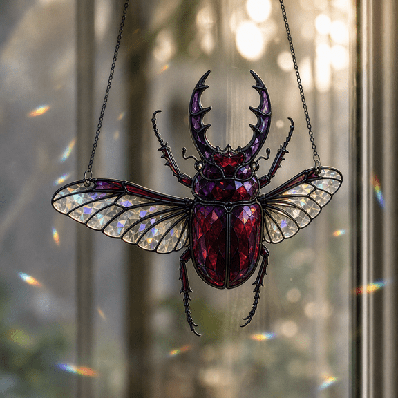 Gothic Beetle Holographic Acrylic Window Ornament Rainbow Suncatcher Gift