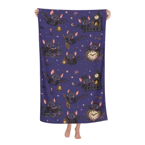 Gothic Bell Tower Midnight Bats Soft Bath Towels Absorbent Bathroom Towel for Beach Hotel Gym Spa Shower