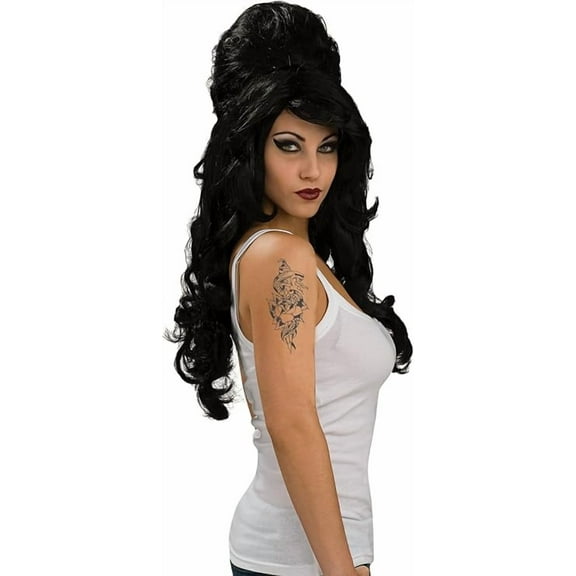 Amy Winehouse Rehab Adult Wig and Tattoos