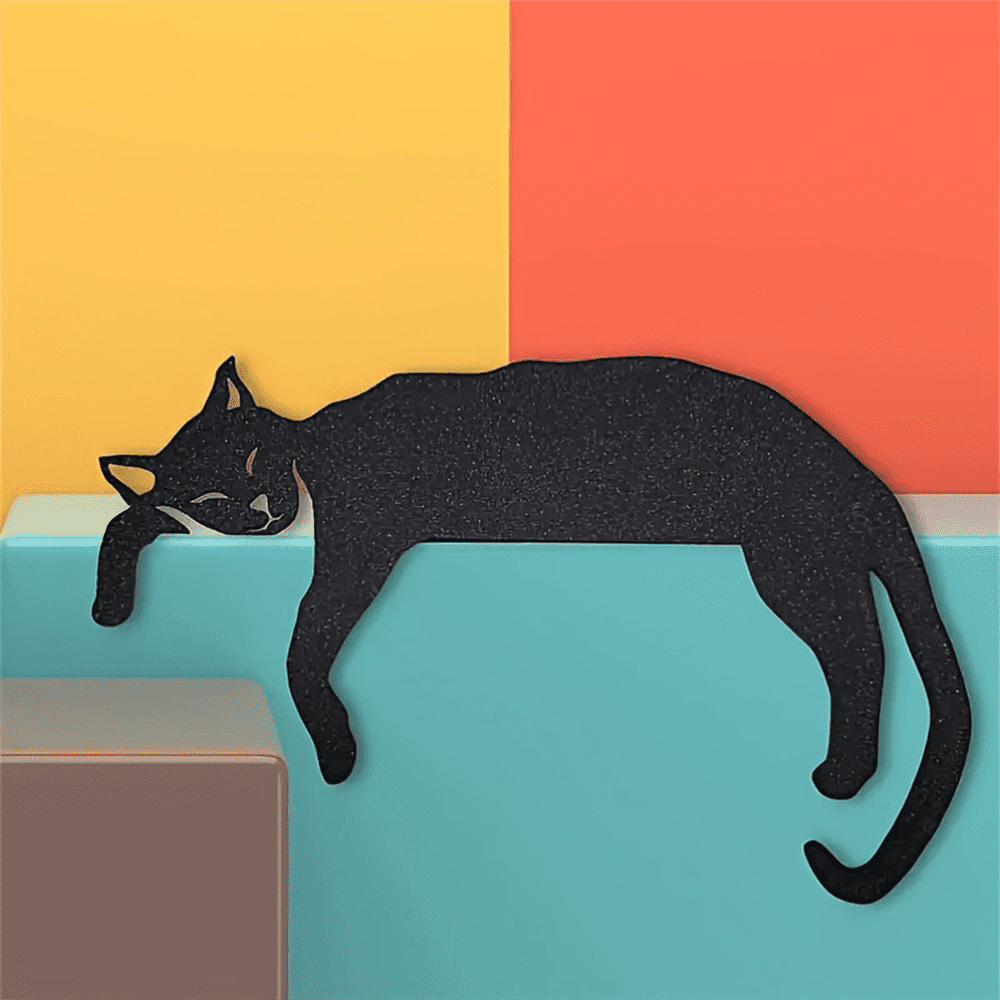 Gothic Black Cat Silhouette Wall Hanging Vintage Boho Decor for Fireplace Bedroom Living Room Door Halloween Gift