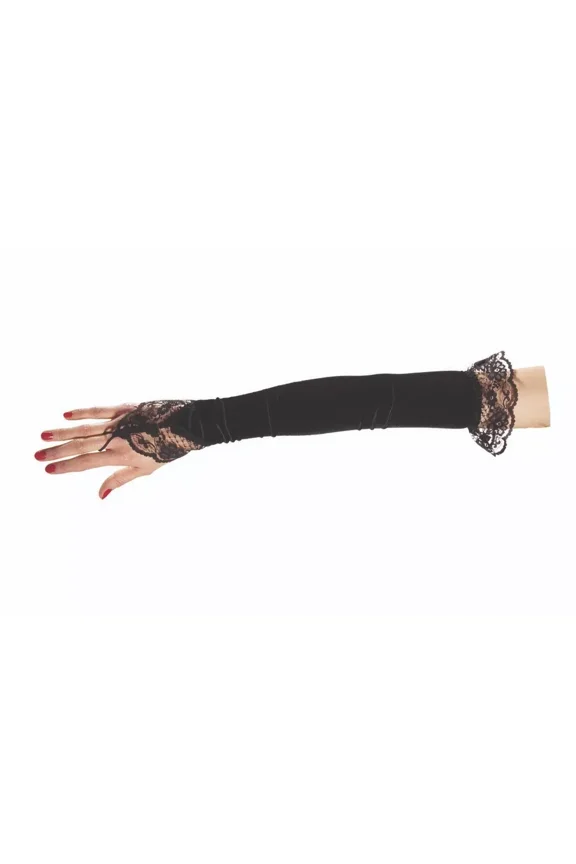 Gothic Black Fingerless Flair Bridal Bridesmaid Prom Opera Long Gloves 1096