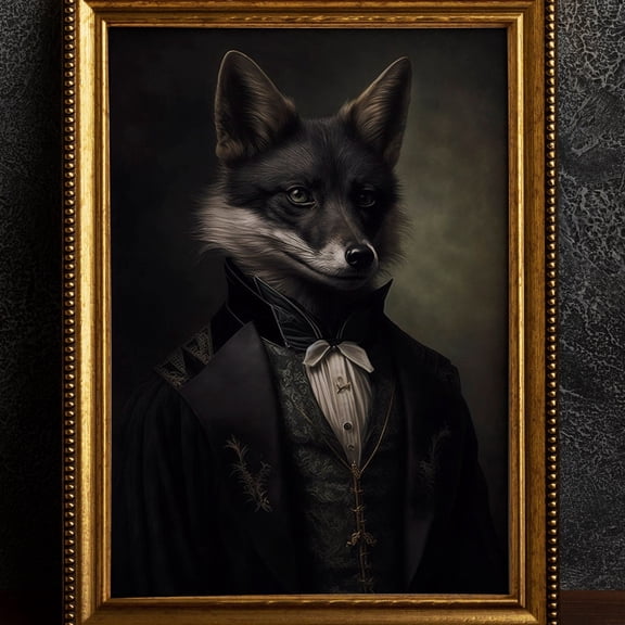 Gothic Black Fox Vintage Poster Poster Home Decor Victorian