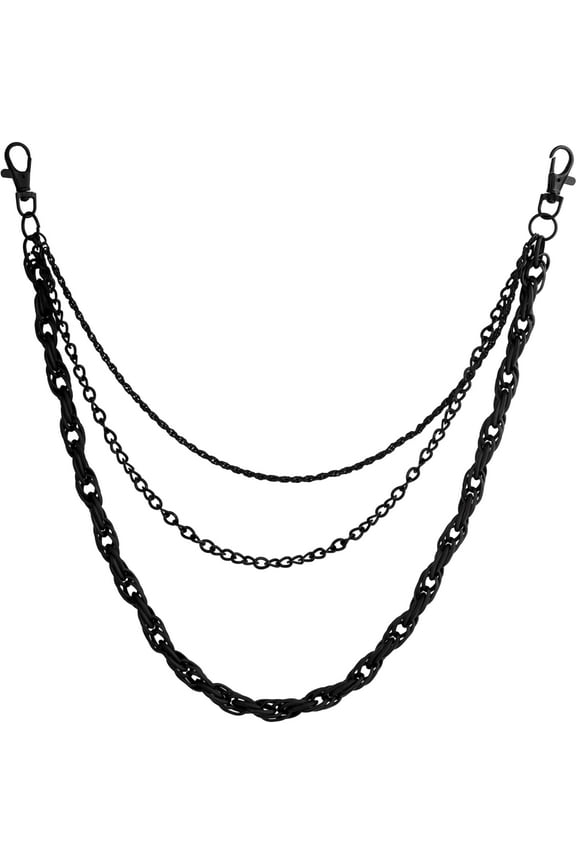 Gothic Black Layred Biker Pants Chain, Wallet Belt Chain, Goth Grunge Accessories, Jewelry Gift for Women