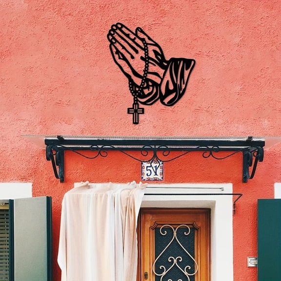 Gothic Black Metal Cross Wall Art Prayer Faith Decor for Bedroom Living Room Office Bathroom Kitchen - Vintage Halloween Decor Unique Room Decoration for Gothic & Christian Style Housewarming Gift