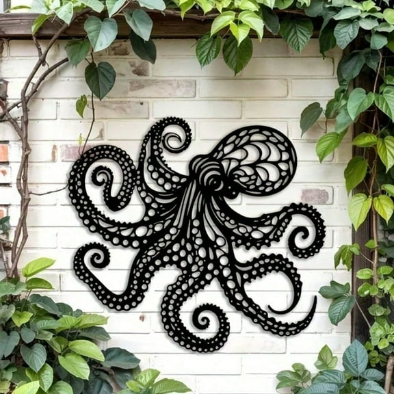 Gothic Black Metal Octopus Wall Art with Intricate Tentacle Details Ideal for Nautical Bathrooms Christmas Decor or Unique Gifts for Modern Home Decor