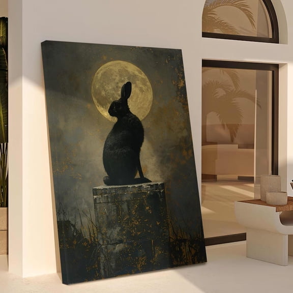 Gothic Black Rabbit Poster Full Moon, Witchcore Forest Art Home Decor UNFRAMED Poster, Wall Art for Decor, Present, 12x18