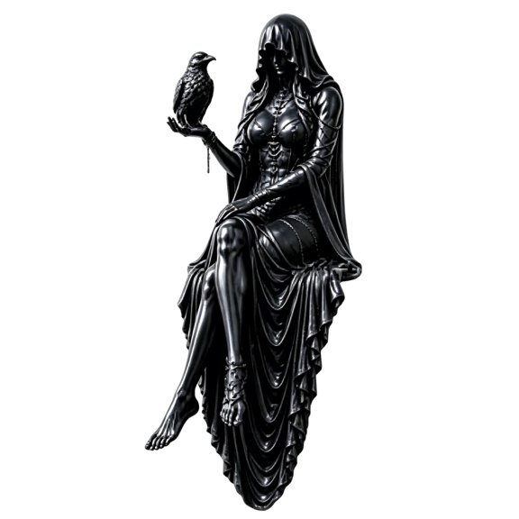 Gothic Black Robe Queen Resin Sitting Pose 3D Mysterious Statue Gothic Faceless Lady Ornament Gift For Literature Lovers Bookworms