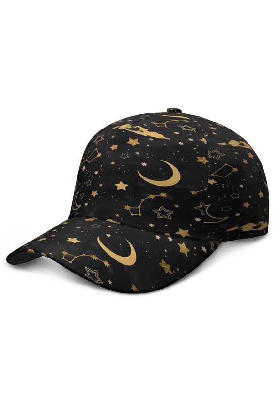 Gothic Black Stars and Moon Baseball Cap Hat for Women Men Hiking Jogging