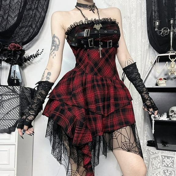 Gothic Black Strap Dress Women Casual Y2k V-neck Evening Party Dresses Bodycon Slim High Street Chic Skinny Summer Clothing
