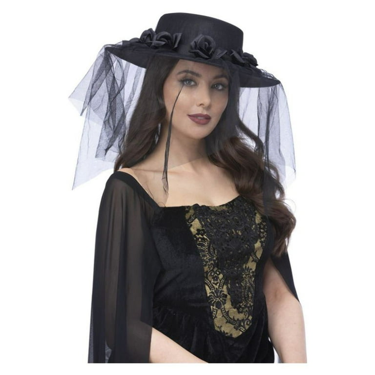 Gothic Black Widow Funeral Hat Adult Gothic Black Widow Funeral Hat Adult