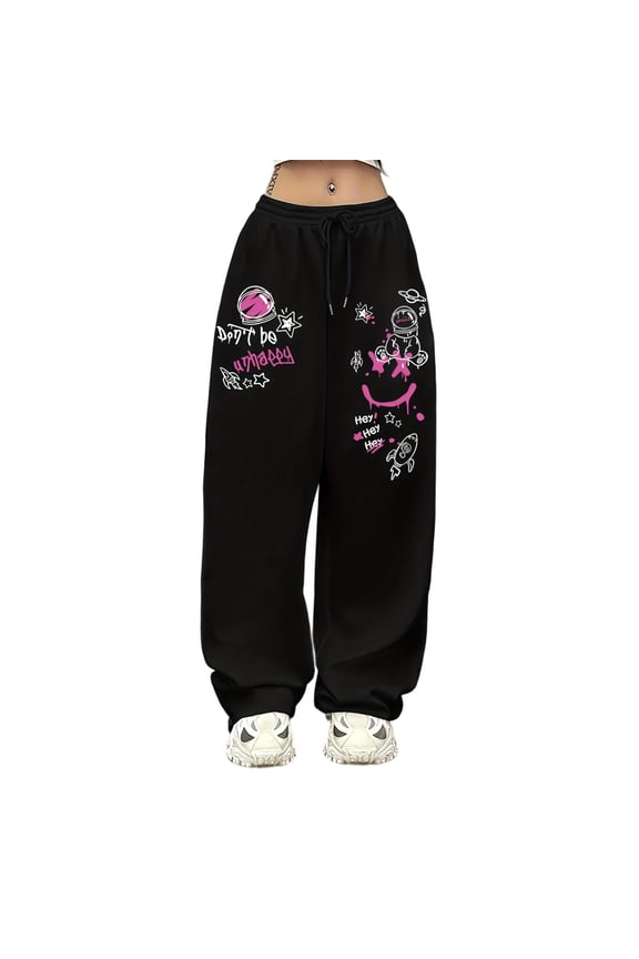 Gothic Black Y2K Sweatpants Women Cuffed Sweatpants Women Y2K Costume Streetwear Clothes Soft Pants for Home Lounge Outdoor Activities