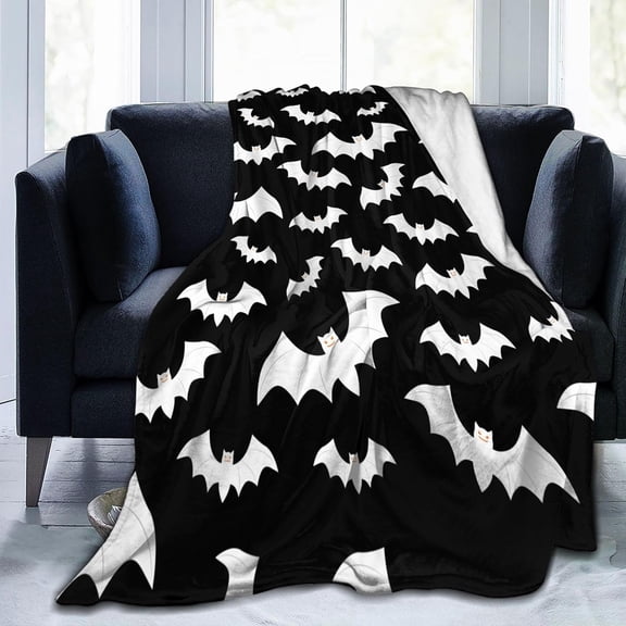Gothic Blanket Bats Halloween Goth Flannel Blanket Black Throw Blanket Cozy Plush Blanket Large Throw Blankets for Bed Sofa (Bat, 60"x80")